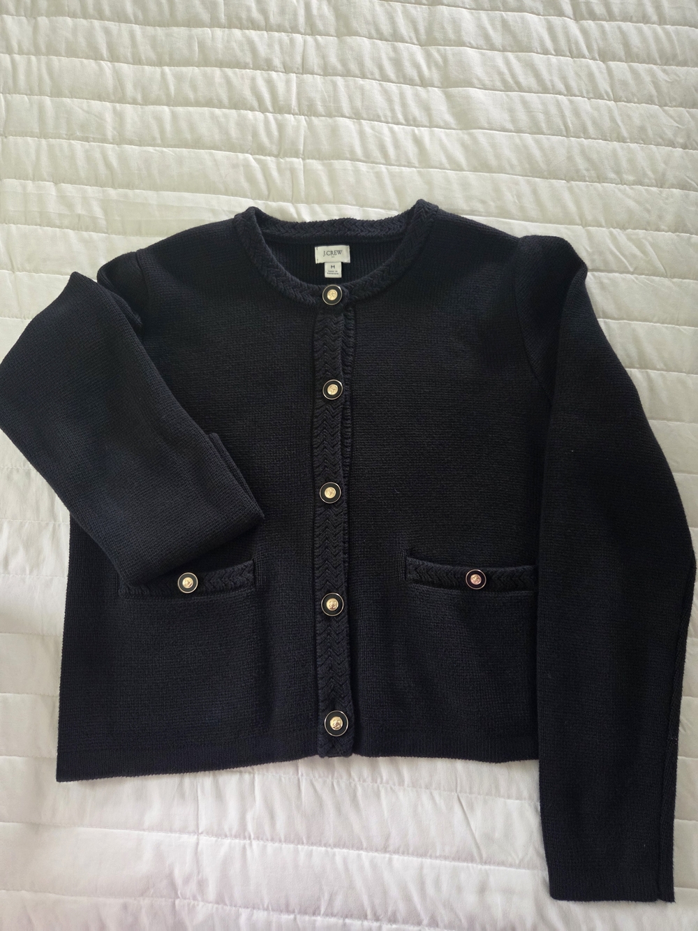J. Crew Black Button-Front Knit Cardigan